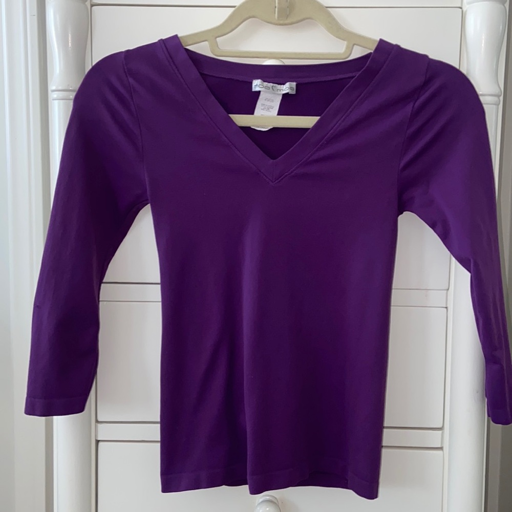 Moa Moa Stretchy Purple V Neck Top - One Size - Never Worn